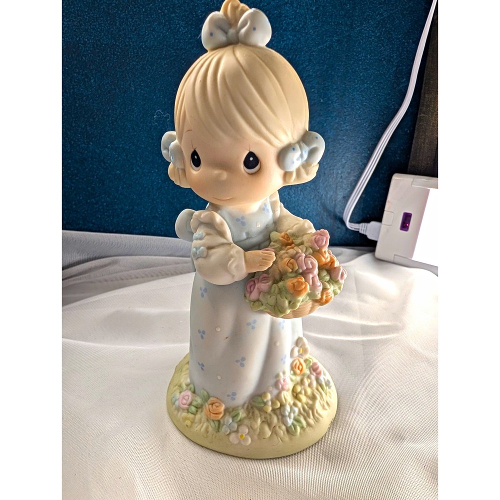 Precious Moments Porcelain Girl w/ Flowers Figurine Limited Edition 1995